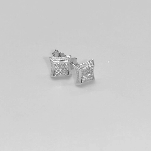 Boucles d'Oreilles Clous Carrées en Argent Sterling S925 Incrustées de Strass Design Cube Géométrique Bijoux Femme
