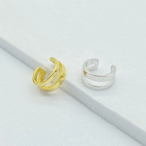 Orecchini a Clip in Argento Sterling 925 a Forma di U Doppio Strato Senza Foro Geometrici per Donna Gioielli di Moda
