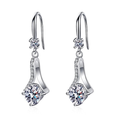 925 Sterling Silver Zirconia Flower Drop Earrings Minimalist National Style Cross White Gold Ear Hooks Jewelry For Women