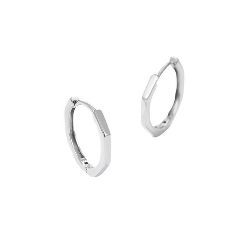 Pendientes de Aro Octogonales Geométricos de Plata de Ley 925 para Mujeres Hombres Joyería de Moda Personalizada Minimalista