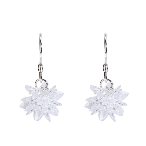925 Sterling Silver Ice Flower Drop Earrings Elegant Rhinestone Dangle Hook Earrings Women Fashion Jewelry Gift For Her