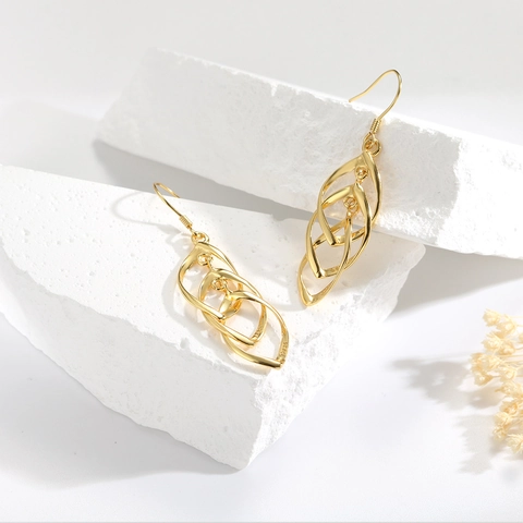 925 Sterling Zilver Gedraaide Golvende Lijn Drop Oorbellen Koreaanse Stijl Elegante Kwastje Oordraad Goud Zilver Verguld Sieraden Vrouwen