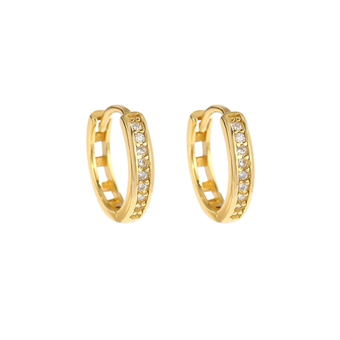 Pendientes de Aro de Plata de Ley 925 con Una Fila de Diamantes de Imitación para Mujer Pendientes Huggie Bañados en Oro de 18K Joyas