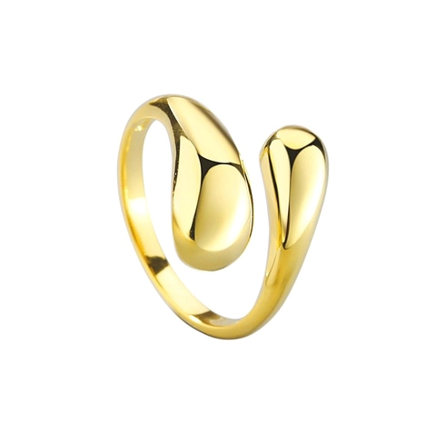 925 Sterling Silver Asymmetric Water Drop Open Ring Minimalist Adjustable Fluid Metal Finger Ring For Women Daily Jewelry Gift