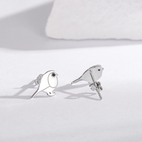 Echt 925 Sterlingsilber Vogel Ohrstecker Nischen Design Zirkonia Tier Rotkehlchen Ohrringe Für Damen Modeschmuck