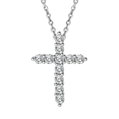 Collana con Pendente a Croce in Argento Sterling 925 per Donna Hip Hop Zirconia Catena a Clavicola Placcata Oro Platino