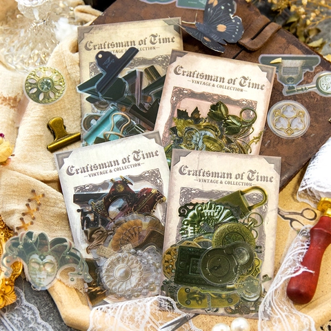 Retro PET Stickers Vintage Craftsman Of Time Series For Scrapbooking DIY Journaling Decorative Crafts Material Aesthetic Stickers