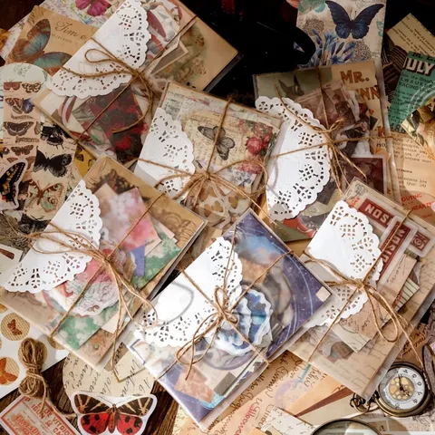 Vintage Scrapbooking Material Pack DIY Botanical Butterfly Stickers Decorative Background Paper Tags Bookmarks Stationery Set