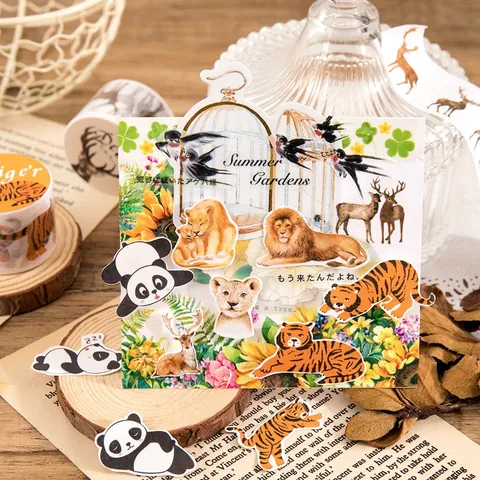 Mysterious Animal Series Washi-tape Handgeschilderd Panda Tijger Walvis Patronen DIY Scrapbooking Decoratieve Maskeertape