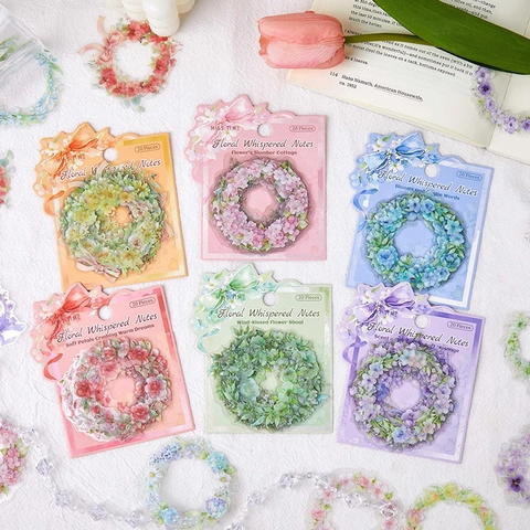 PET Floral Wreath Stickers Floral Whispered Notes Series For Scrapbooking Journaling DIY Decorative Stickers