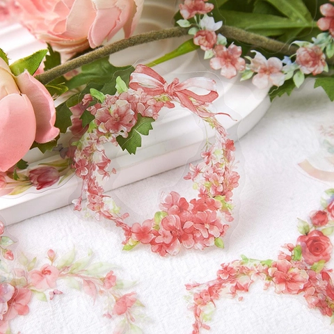 PET Floral Wreath Stickers Floral Whispered Notes Series For Scrapbooking Journaling DIY Decorative Stickers