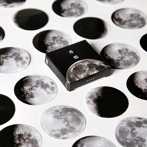 Autocollants Décoratifs Réalistes Phases De Lune Boîte Vintage Cycle Lunaire Autocollants Scrapbooking Pour Journal DIY Album Planificateur Décoration Art