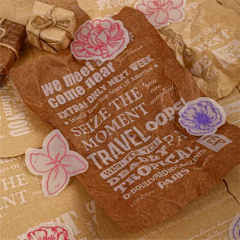 Confezione Materiali per Scrapbooking Retro Story Orecchini Adesivi Floreali Vintage 44 Fogli Carta Kraft Lucida per Journaling DIY Collage