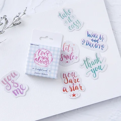 Βίντατζ Αυτοκόλλητα σε Κουτί για Journaling Scrapbooking DIY Διακόσμηση Άλμπουμ Φωτογραφιών Καλλιτεχνικά Αγγλικά Αποφθέγματα Αισθητικές Ετικέτες