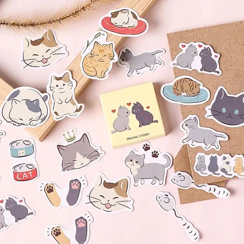 Niedliche Cartoon Katze Aufkleber Für DIY Scrapbooking Journaling Album Dekoration Kawaii Kätzchen Selbstklebende Papieraufkleber