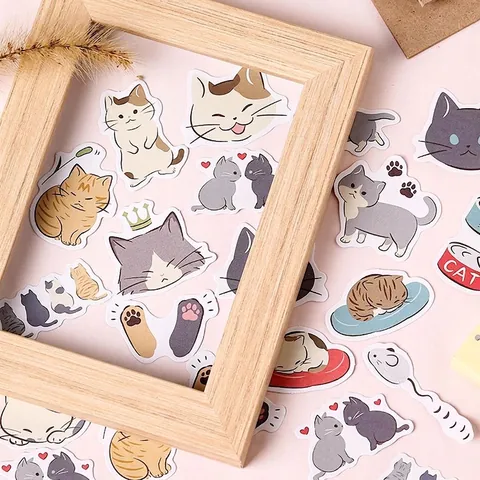 Niedliche Cartoon Katze Aufkleber Für DIY Scrapbooking Journaling Album Dekoration Kawaii Kätzchen Selbstklebende Papieraufkleber