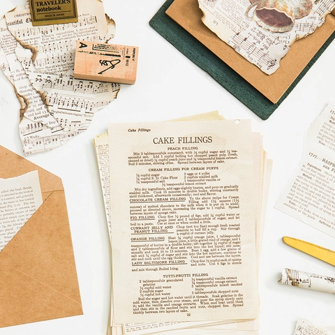 Papel de Material de Libro Antiguo Vintage Manuscrito Retro Partitura Papel Decorativo para Scrapbooking DIY Journaling