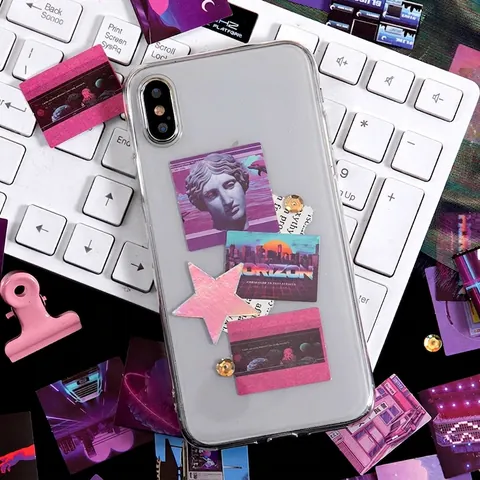 Adesivi Estetici Vaporwave Boxed Retro Tech Scultura Classica Etichette Decorative Per Diario Scrapbooking Fai-da-te Carta