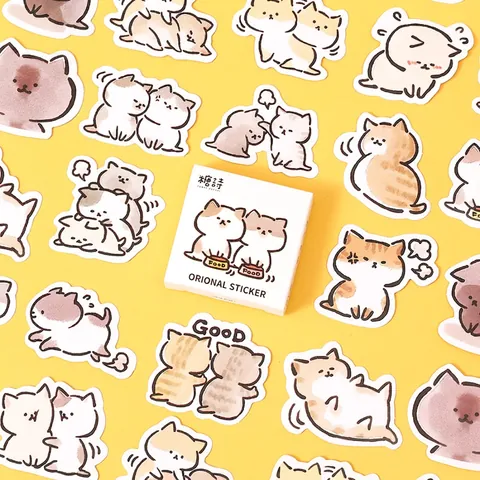 Naughty Meow Cartoon Cat Stationery Stickers For Scrapbooking Planner Journal Diary Decorative Paper Sticker Set Gift