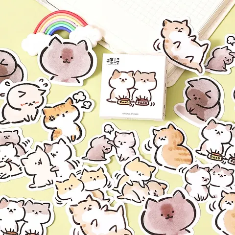 Naughty Meow Cartoon Cat Stationery Stickers For Scrapbooking Planner Journal Diary Decorative Paper Sticker Set Gift