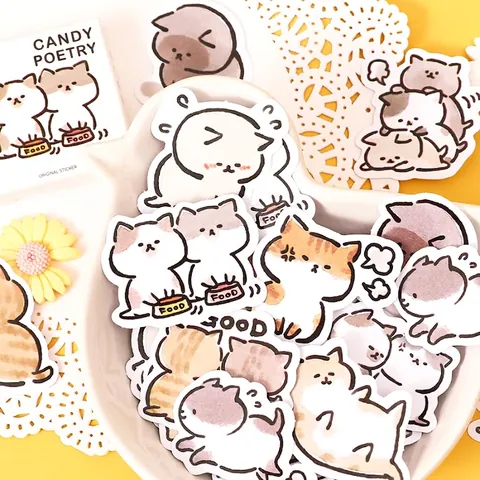 Adesivi per Cancelleria Gatto del Fumetto Naughty Meow per Scrapbooking Agenda Diario Set di Adesivi in Carta Decorativa Regalo