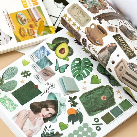 Vintage Journaling Sticker Book Washi Paper Scrapbook Decorative Material Sticky Notes