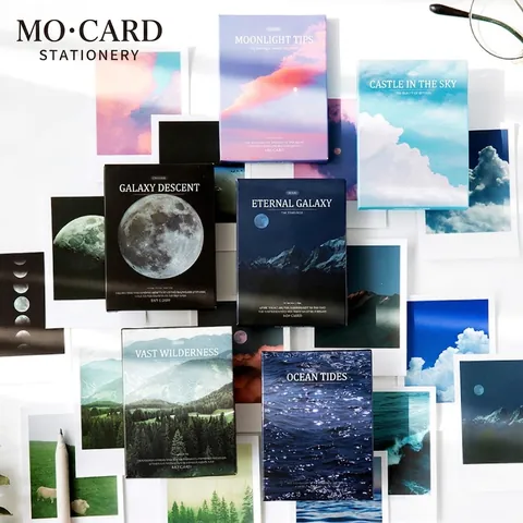 30 Sheets Boxed LOMO Stickers Romantic Scenery Galaxy Sky Landscape Artistic Ins Style DIY Journaling Scrapbooking Stationery