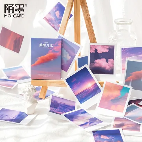 30 Fogli Adesivi LOMO in Scatola Paesaggio Romantico Galassia Cielo Artistico Stile Ins DIY Journaling Scrapbooking Cancelleria