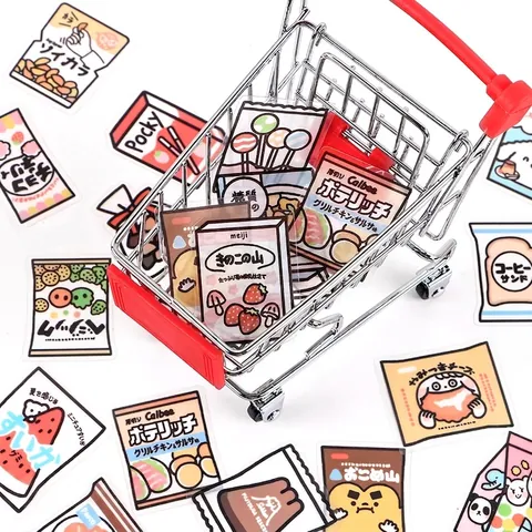 Kawaii PET Food Stickers Cartoon Snack Fruit Decorative Decal For Journal Planner Scrapbooking DIY Waterproof Stationery