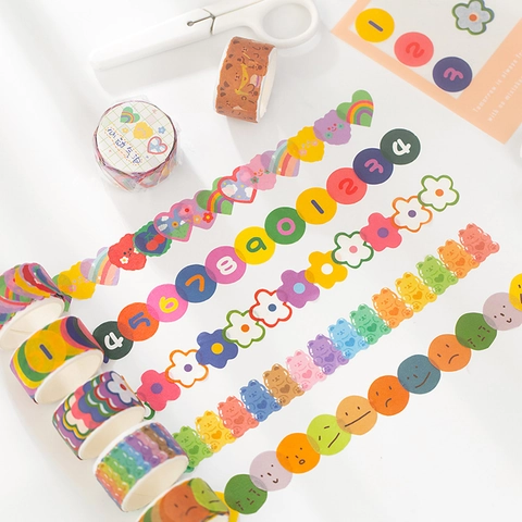 Cartoon Washi Tape Aufkleber Handgezeichnete Bären Herz Blumen Muster Für Journaling Scrapbooking DIY Dekoration