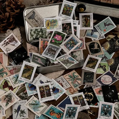 Vintage Filately Museum Stickers Retro Botanische Plant Vlinder Olieverf DIY Scrapbooking Decoratieve Stickers