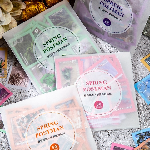 Adesivi Francobollo Vintage In Carta Washi Per Scrapbooking Diario Lamina Argento Decalcomanie Floreali Decorative