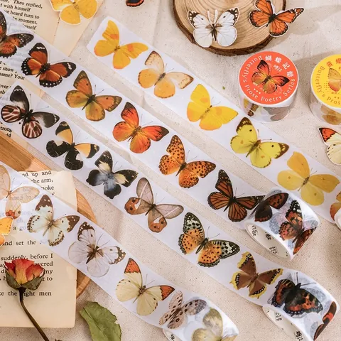 Vintage Butterfly Washi Tape Botanical Aesthetic Journaling Supplies For Scrapbooking DIY Arts Crafts Retro Nature Theme