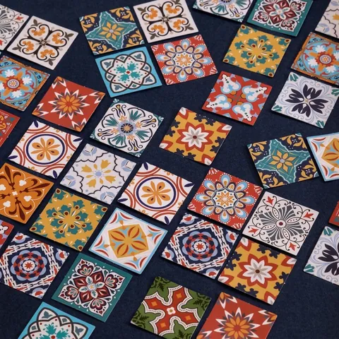 Autocollants Décoratifs Carreaux Vintage Motifs Géométriques Mandala Rétro Étiquettes en Papier Adhésif pour Décoration de Journal DIY