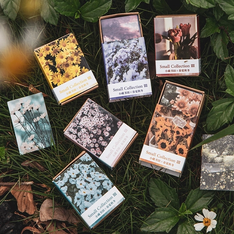 Vintage Landscape Floral Small Memo Pads For Scrapbooking Journaling Decoration White Cardboard Printed Decorative Materials Mini Gift Cards