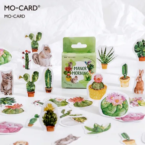 Pegatinas Estilo Nórdico Manor Morning Acuarela Plantas Animales Juego De Caja Para DIY Diario Scrapbooking Decoración Pegatinas