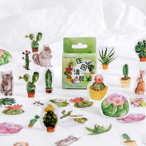 Adesivi in Stile Nordico Manor Morning Acquerello Piante Animali Set Box Per Fai da Te Diario Scrapbooking Decorazione Adesivi