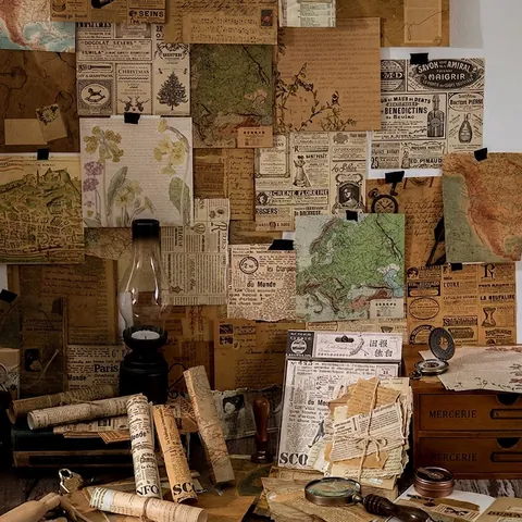Papel de Material de Fondo de Scrapbooking Estético Vintage para Diarios DIY Artes y Manualidades Papel Decorativo sin Madera Suministros Ephemera