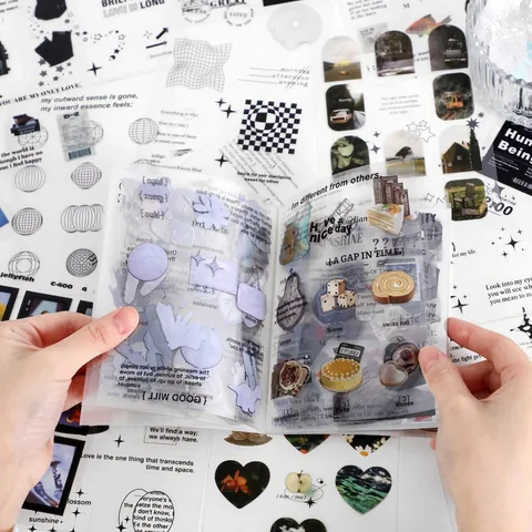 Vintage PET Aufkleber Buch Retro Schwarz Weiß Ästhetik DIY Scrapbooking Journaling Material Für Dekorative Planer Sticker
