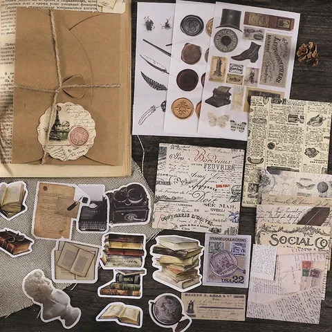 Vintage Scrapbooking Material Collection Multi-Theme Retro DIY Decorative Paper Stickers Washi Paper For Journaling Diary