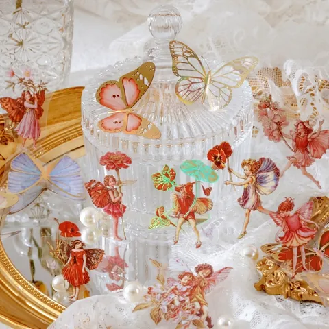 Vintage Southland Realm Serie Heißprägung PET Aufkleber Schmetterling Fee Scrapbooking DIY Dekorative Tagebuch Abziehbilder