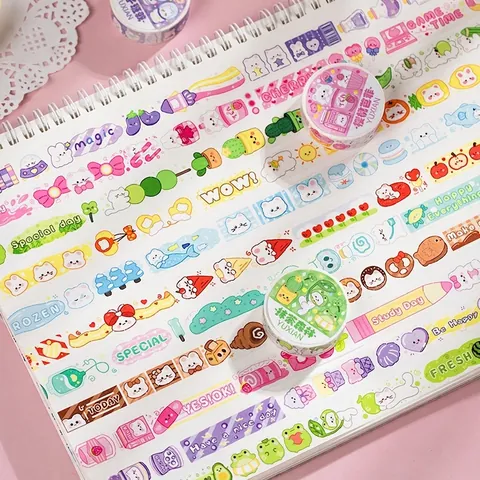 Mignon Ruban Washi Série Dessert Dessin Animé Huile Spéciale Animal Fruit Ruban de Masquage Décoratif pour Journal Scrapbooking Artisanat