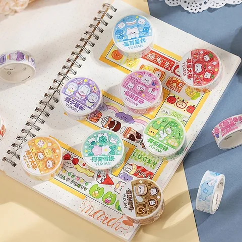 Mignon Ruban Washi Série Dessert Dessin Animé Huile Spéciale Animal Fruit Ruban de Masquage Décoratif pour Journal Scrapbooking Artisanat