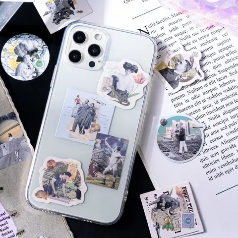Vintage Collage Sticker Boxed Set Retro Art Journal Decorative Stickers For Scrapbooking DIY Photo Album Sealing Label