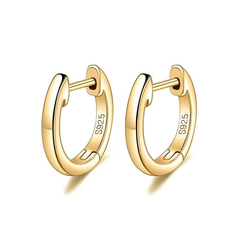 Orecchini a Cerchio in Argento Sterling 925 per Donna Minimalista a Forma di U Geometrico Huggie Oro Argento Placcato Oro Rosa