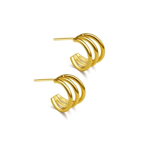 925 Sterlingsilber Triple Hoop Geometrische Ohrstecker Minimalistische Dreischichtige Linien Ohrringe Mode Schmuck Damen Geschenk