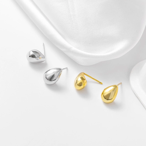 Minimalistische 925 Sterling Zilveren Waterdruppel Oorknopjes Voor Dames Glanzende Vergulde Waterdruppel Oorbellen Mode Veelzijdige Sieraden