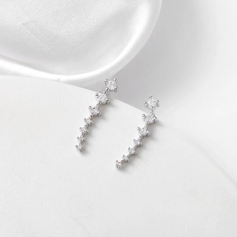 925 Sterlingsilber Zirkonia Ear Climber Ohrringe Minimalistische Geometrische Meteor Linien Crawler Ohrringe Für Damen