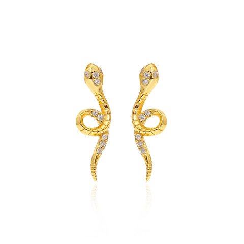 Orecchini a Bottone a Forma di Serpente in Argento Sterling 925 Per Donna Zirconia Oro Argento Placcato Gioielli Regalo