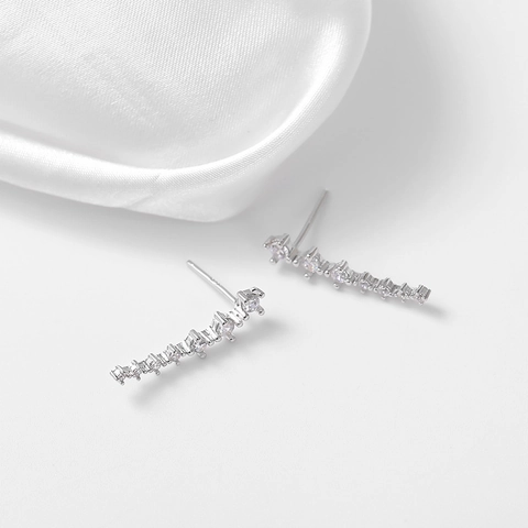 925 Sterlingsilber Zirkonia Ear Climber Ohrringe Minimalistische Geometrische Meteor Linien Crawler Ohrringe Für Damen